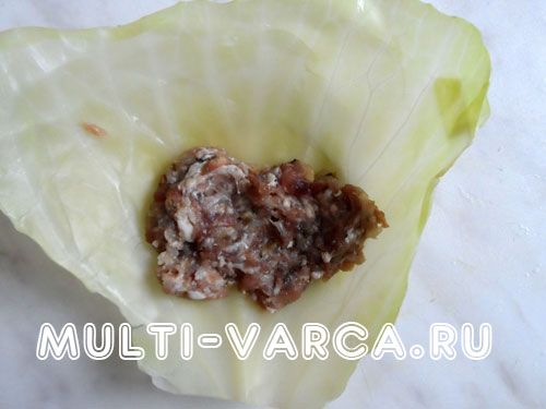 Фарш викладаємо на капустяний лист