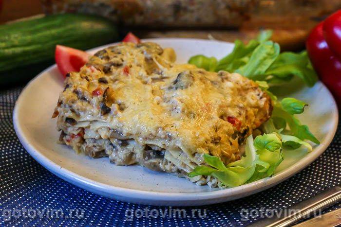 Лазанья з куркою та грибами. Фотографія рецепта